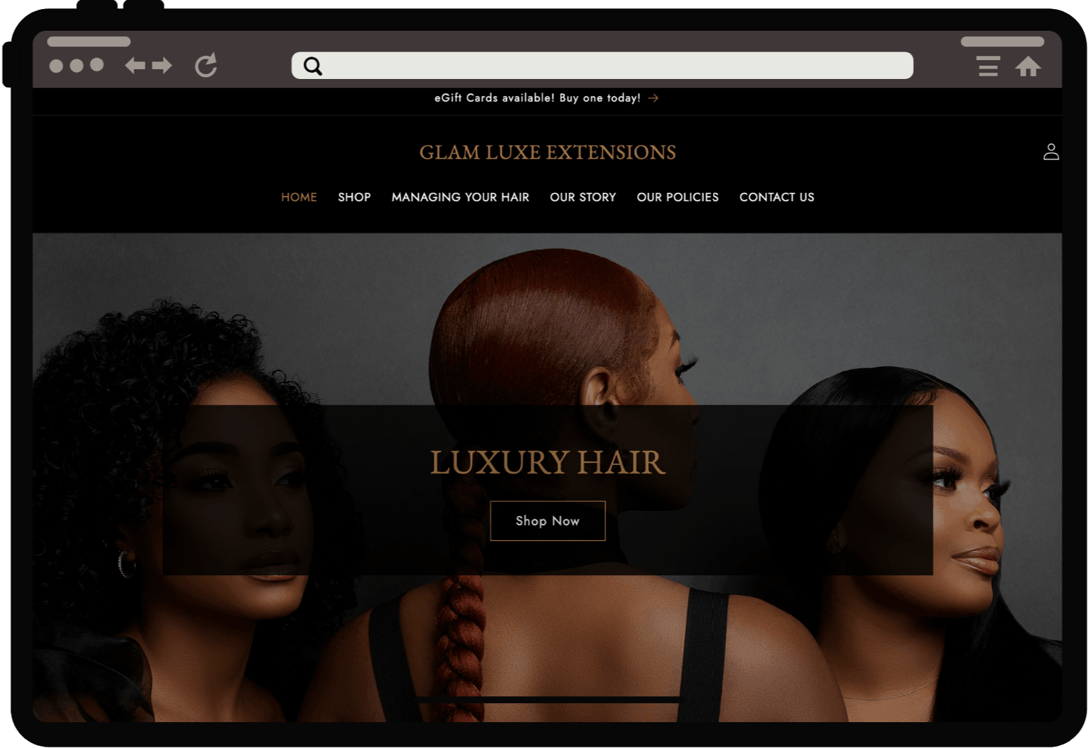 Glam Luxe Hair Extensions website
